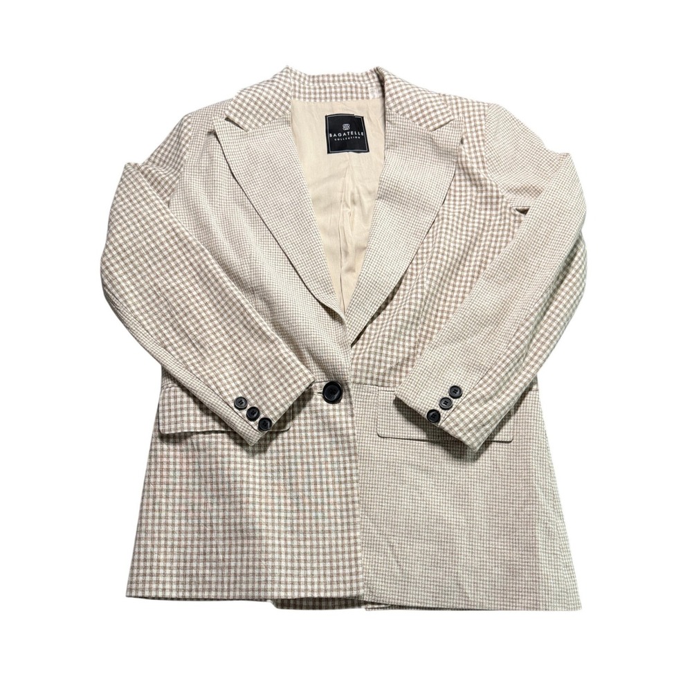 Bagatelle Collection Tan Gingham Patchwork Blazer… - image 2